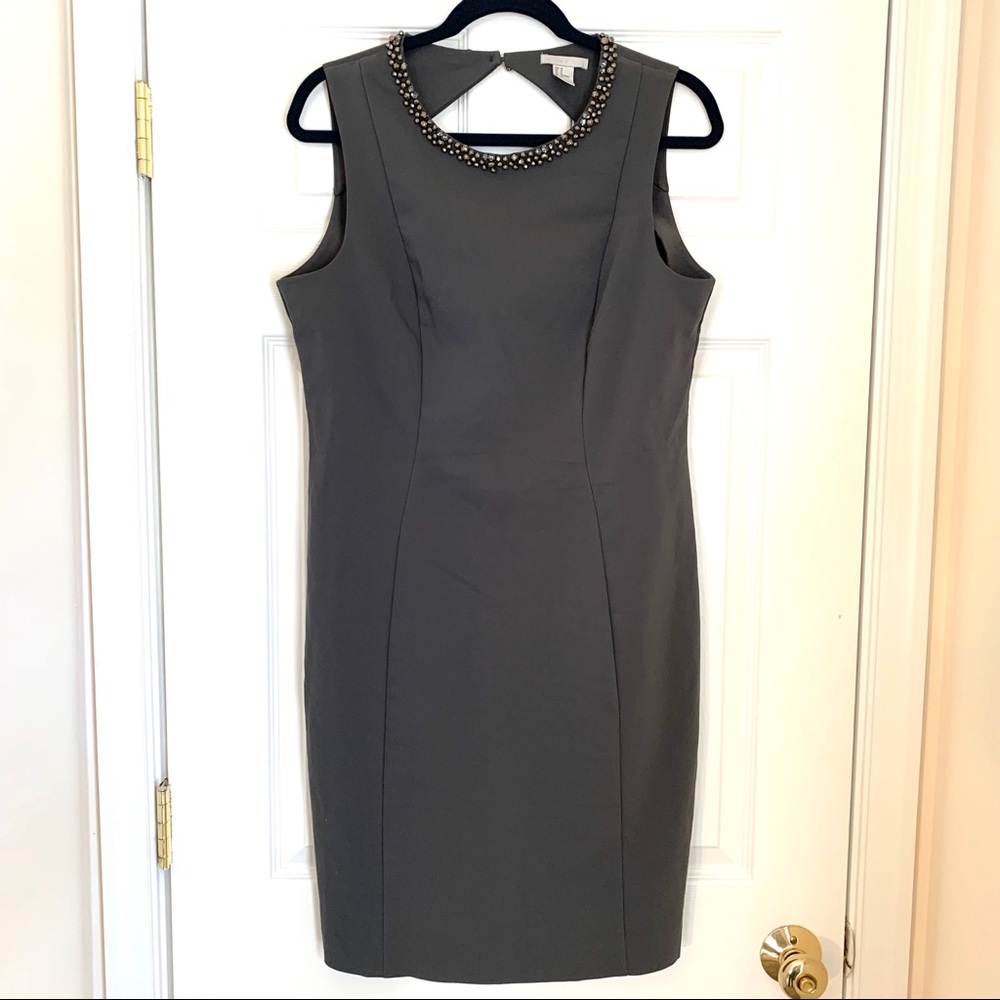 H&M Gray Beaded Neckline Dress